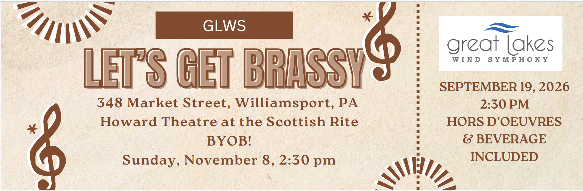 GLWS Tickets for Let's Get Brassy! November 8, 2026